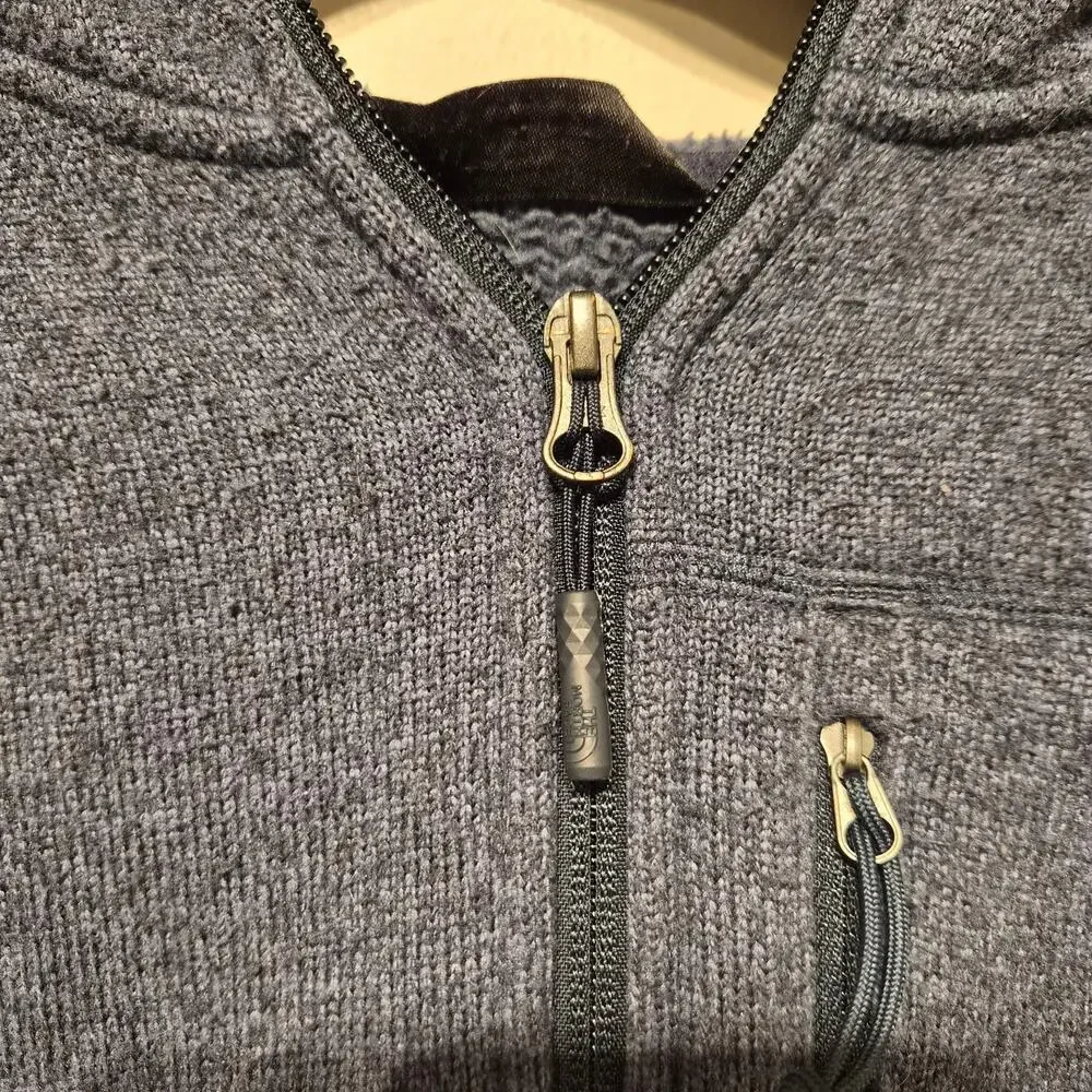 The North Face Large Gordon Lyons Full Zip Hooded Fleece Jacket Blue
